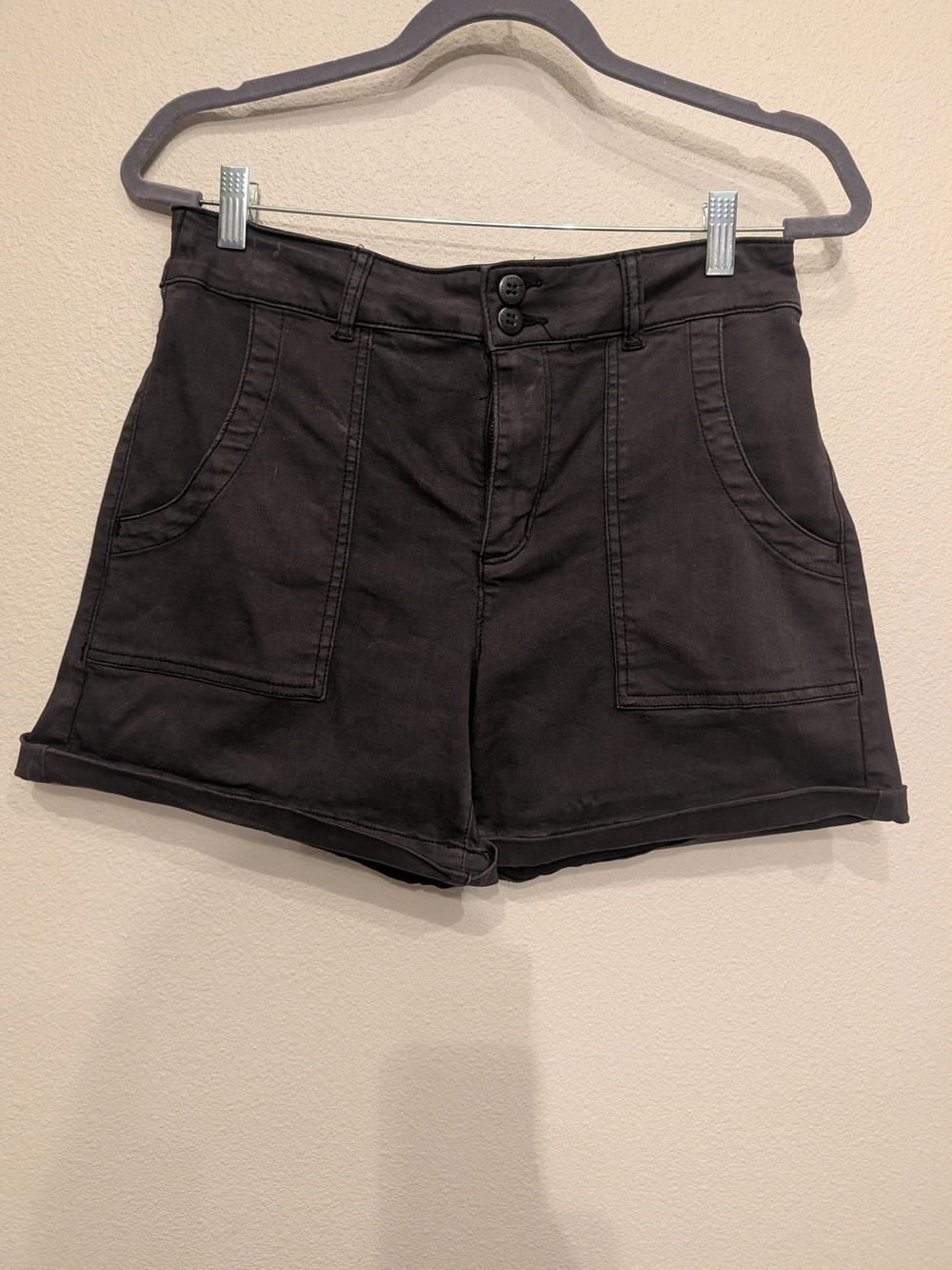 Sanctuary Denim Wander On Cuffed Utility Shorts Washed Black - Size 30